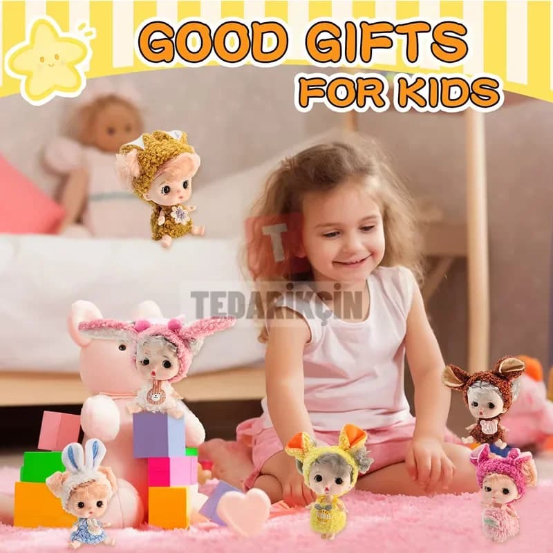 Sınır ötesi yeni ürün 8 cm mini bebek figür oyuncağı sevimli oyuncak garaj seti BJD dekorasyon simülasyon bebek doğum günü oyuncağı — detay görseli 3